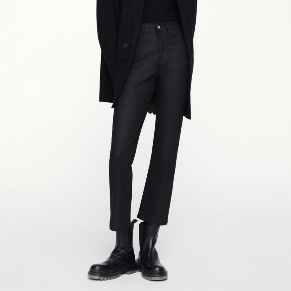 NWT ZARA coated slim pants black size 0, XXS